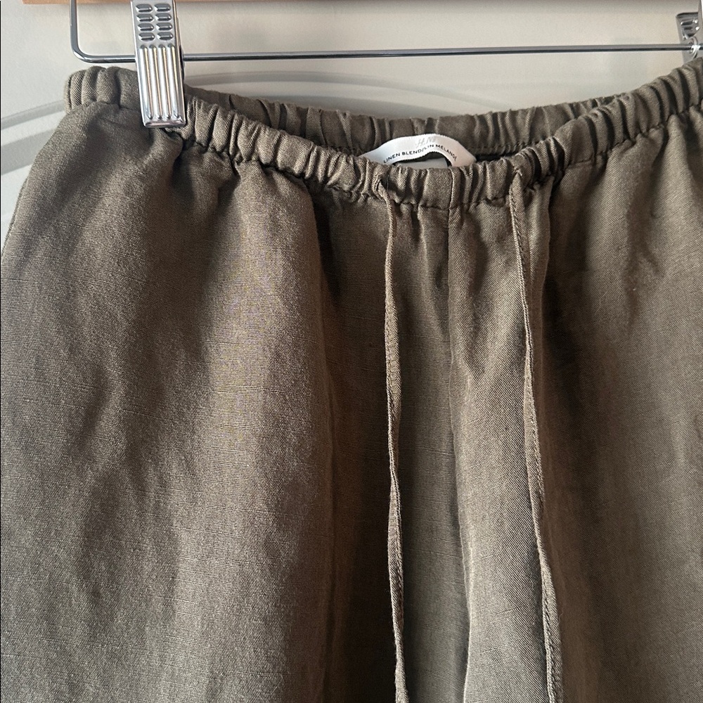 H&M Linen Blend Olive Green Pants - Picture 2 of 3